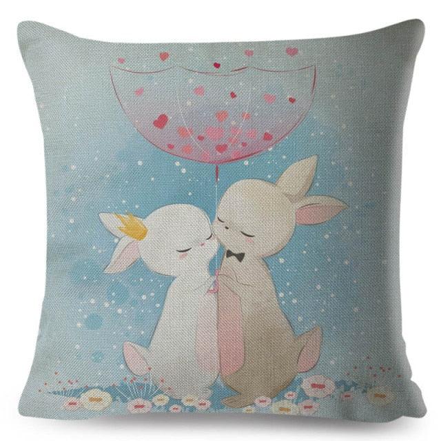 Cute Pillow Cover Cartoon Giraffe Fox Reindeer Animal Nordic Polyester Cotton Cushion Cover For Sofa Home Kids Room Decor Throw Pillow Cases Cartoon Animal Woodland Decorative Cotton Cushion Cover Home Baby Room Decor Standard Pillowcase