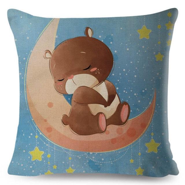 Cute Pillow Cover Cartoon Giraffe Fox Reindeer Animal Nordic Polyester Cotton Cushion Cover For Sofa Home Kids Room Decor Throw Pillow Cases Cartoon Animal Woodland Decorative Cotton Cushion Cover Home Baby Room Decor Standard Pillowcase