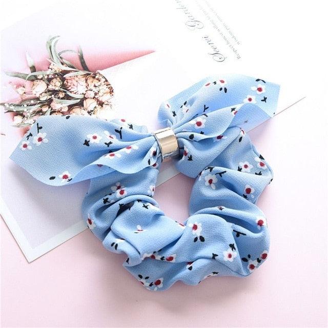 Cute Rabbit Ear Striped Metal Buckle Hair Scrunchies Elastic Hair Bands Ties Rope Bands Ponytail Bands Gorgeous Hair Accessories For Women