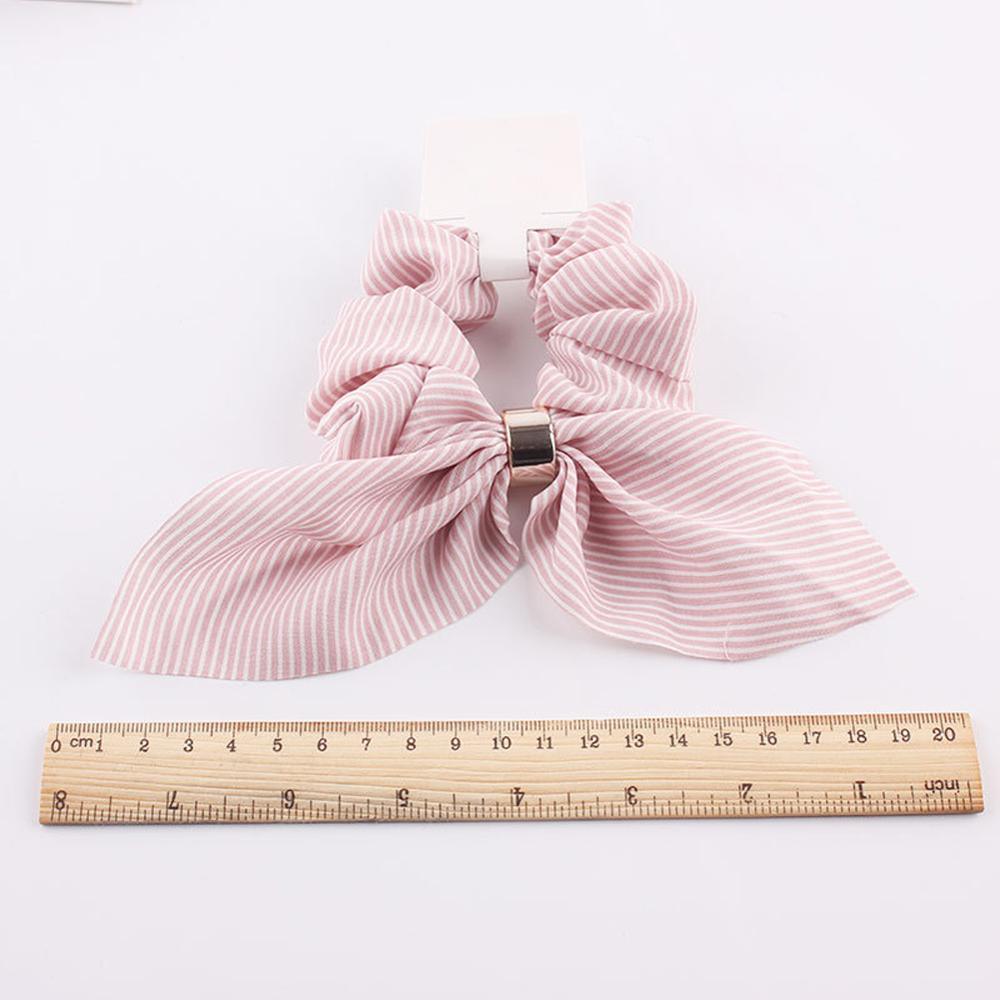 Cute Rabbit Ear Striped Metal Buckle Hair Scrunchies Elastic Hair Bands Ties Rope Bands Ponytail Bands Gorgeous Hair Accessories For Women
