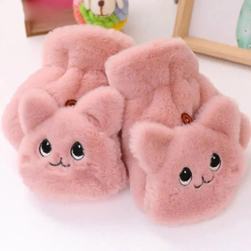 Cute Winter Warm Soft Half Finger Thick One Size Gloves For Women Fashionable Warm Comfortable Stylish Gloves For Girls