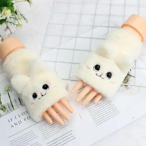 Cute Winter Warm Soft Half Finger Thick One Size Gloves For Women Fashionable Warm Comfortable Stylish Gloves For Girls