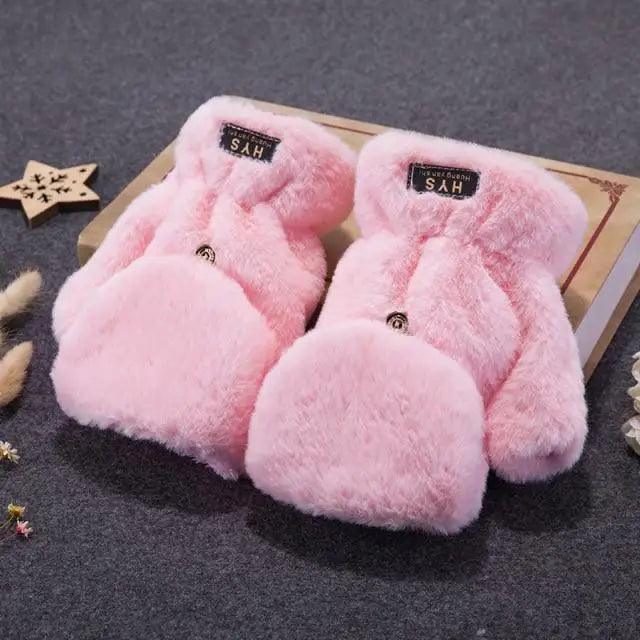 Cute Winter Warm Soft Half Finger Thick One Size Gloves For Women Fashionable Warm Comfortable Stylish Gloves For Girls