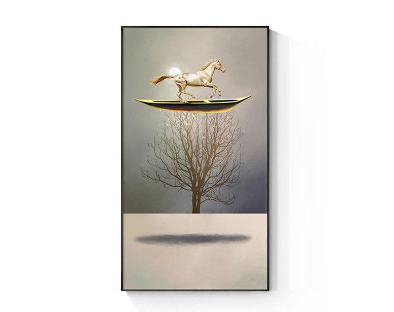 Golden Boat Canvas Poster Abstract Nature Landscape Painting