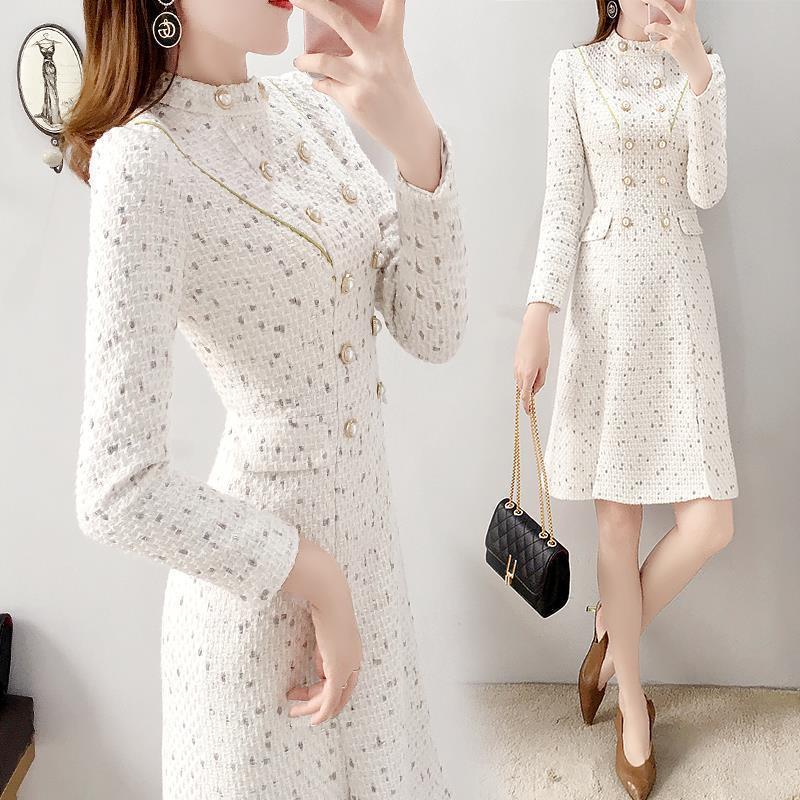 Autumn Women's White Little Fragrant Style Dress Autumn