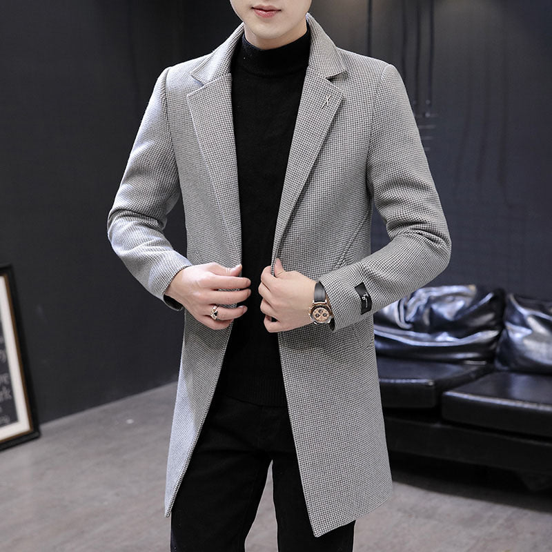 Winter Youth Slim Houndstooth Coat Trend
