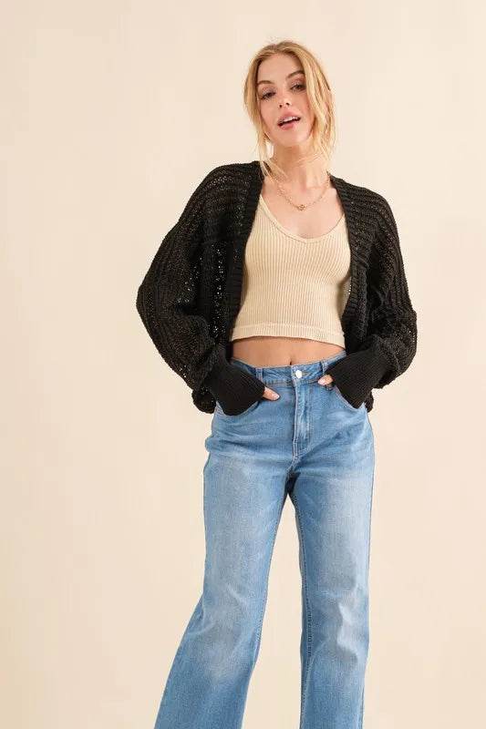 And The Why Fishnet Knitting Bolero Cardigan