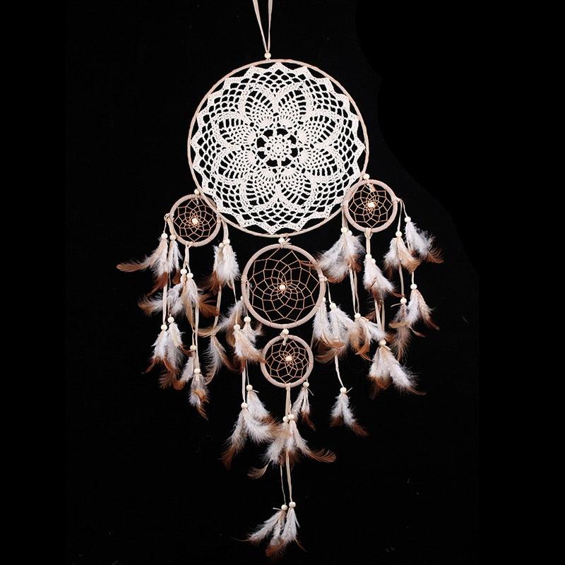 Dream Catcher Five-ring Wind Chime Ornaments Creative Indian Dream Catcher Bedroom Living Room Decoration Wall Hanging Home Ornaments Decoration  Craft Gift