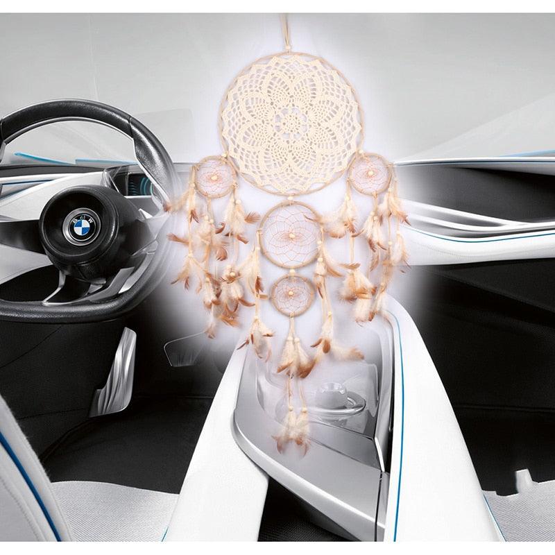 Dream Catcher Five-ring Wind Chime Ornaments Creative Indian Dream Catcher Bedroom Living Room Decoration Wall Hanging Home Ornaments Decoration  Craft Gift