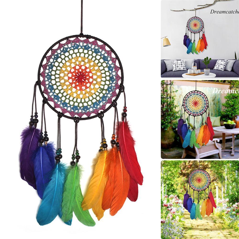 Dream Catcher Handmade Ornaments Wall Decor Handmade Jewelry Wind Chimes Rainbow Feather Dream Catchers For Gifts Wedding Home Decorations Photography As Prop