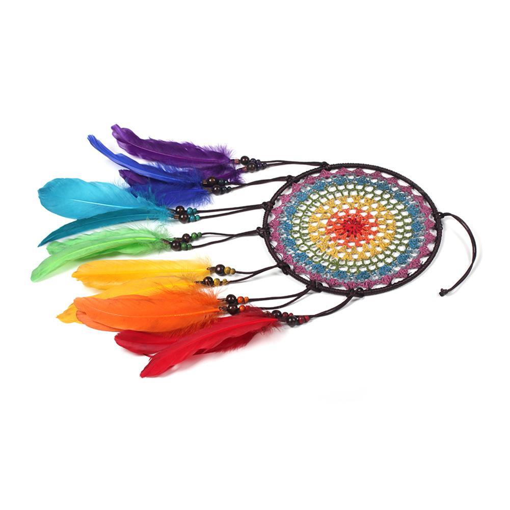 Dream Catcher Handmade Ornaments Wall Decor Handmade Jewelry Wind Chimes Rainbow Feather Dream Catchers For Gifts Wedding Home Decorations Photography As Prop