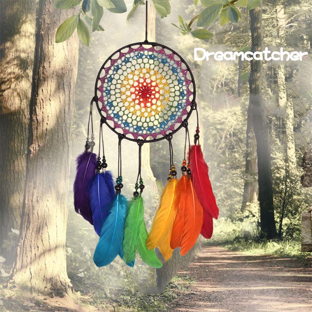 Dream Catcher Handmade Ornaments Wall Decor Handmade Jewelry Wind Chimes Rainbow Feather Dream Catchers For Gifts Wedding Home Decorations Photography As Prop