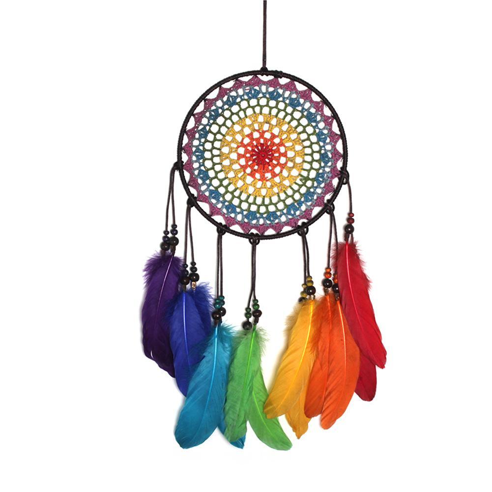 Dream Catcher Handmade Ornaments Wall Decor Handmade Jewelry Wind Chimes Rainbow Feather Dream Catchers For Gifts Wedding Home Decorations Photography As Prop