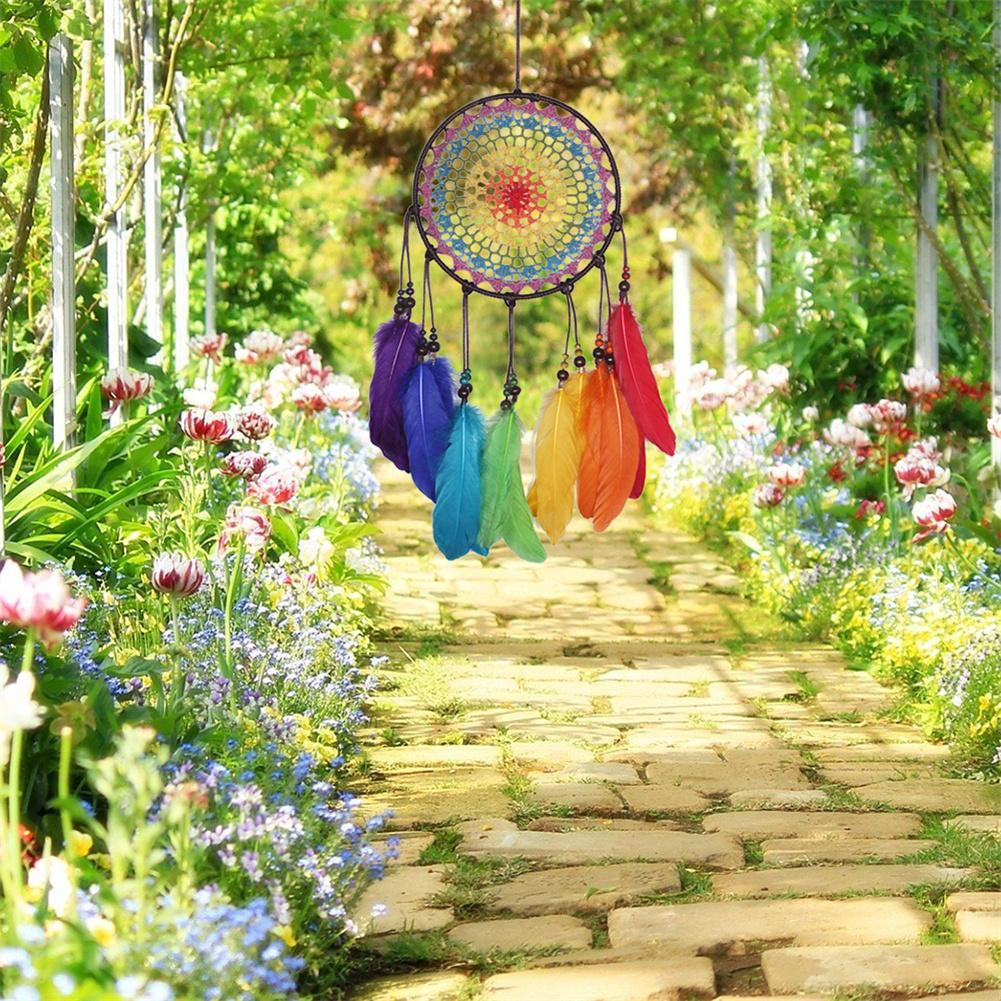 Dream Catcher Handmade Ornaments Wall Decor Handmade Jewelry Wind Chimes Rainbow Feather Dream Catchers For Gifts Wedding Home Decorations Photography As Prop