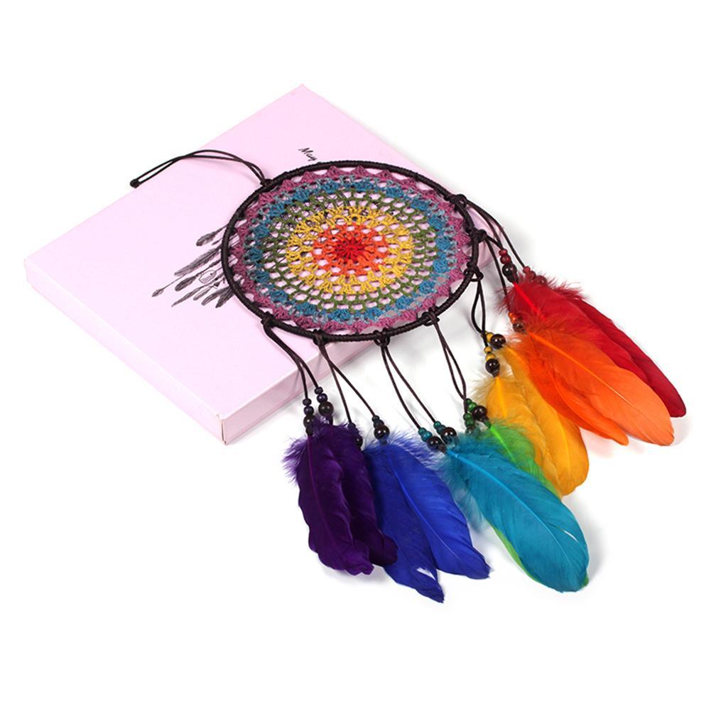 Dream Catcher Handmade Ornaments Wall Decor Handmade Jewelry Wind Chimes Rainbow Feather Dream Catchers For Gifts Wedding Home Decorations Photography As Prop