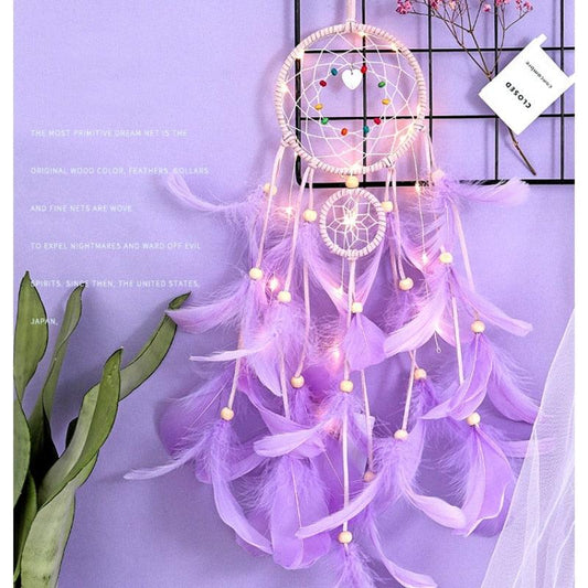 Dream Catcher Led Handmade Dream-catcher Traditional Feather Hanging Home Wall Decoration  Night Dream Catchers  Decor Ornament Wall Hanging Wind Chimes For Home Room Decoration