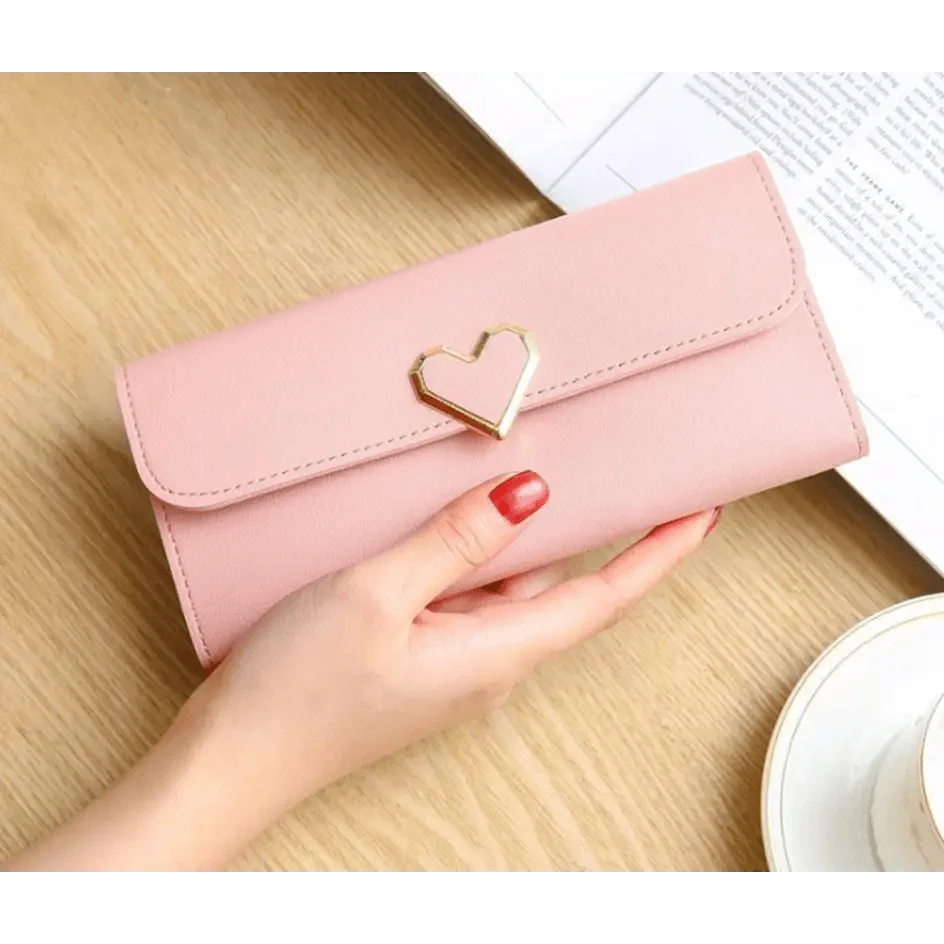 Durable Purses Luxury Love Heart Wallets For Ladies And Girls Smart Money Pocket, Card Holder Female Wallets And Phone Clutch Bag