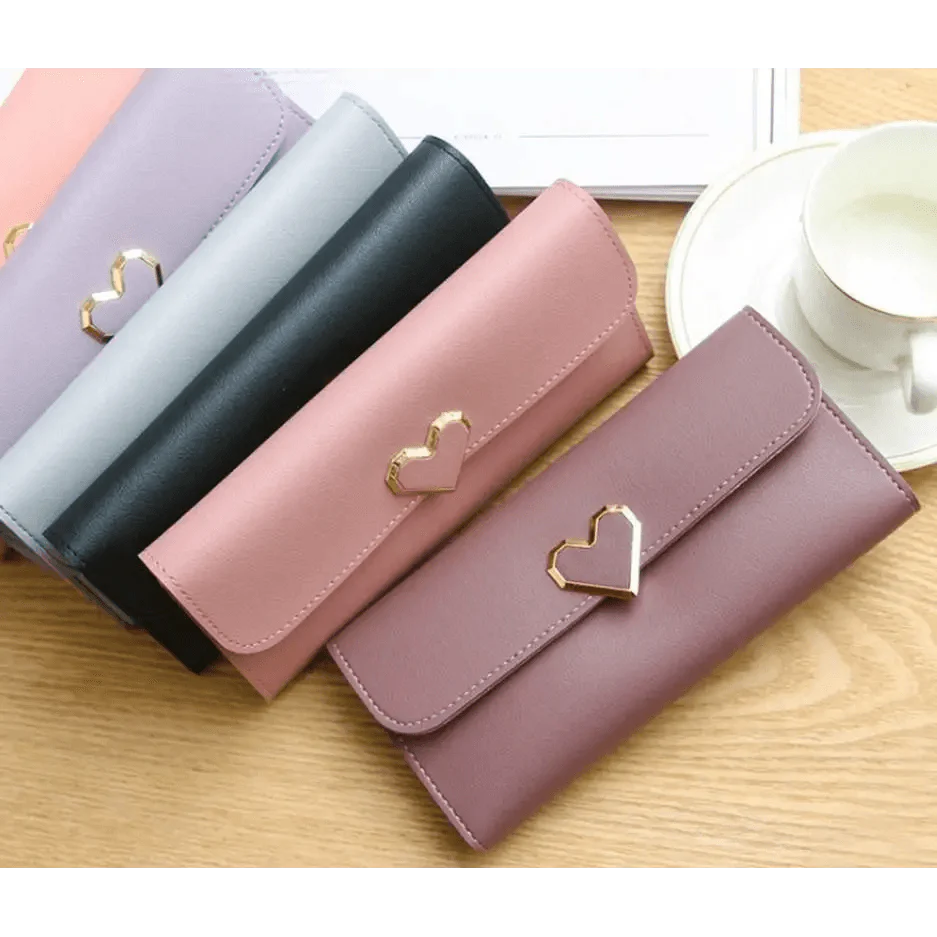 Durable Purses Luxury Love Heart Wallets For Ladies And Girls Smart Money Pocket, Card Holder Female Wallets And Phone Clutch Bag