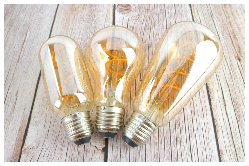 E14 E27 Retro LED Spiral Filament Light Bulb 4W 220V C35 G45 A60 T45 ST64 T185 T225 G80 G95 G125 Vintage Edison Lamp Vintage Filament Light Bulbs Globe Round