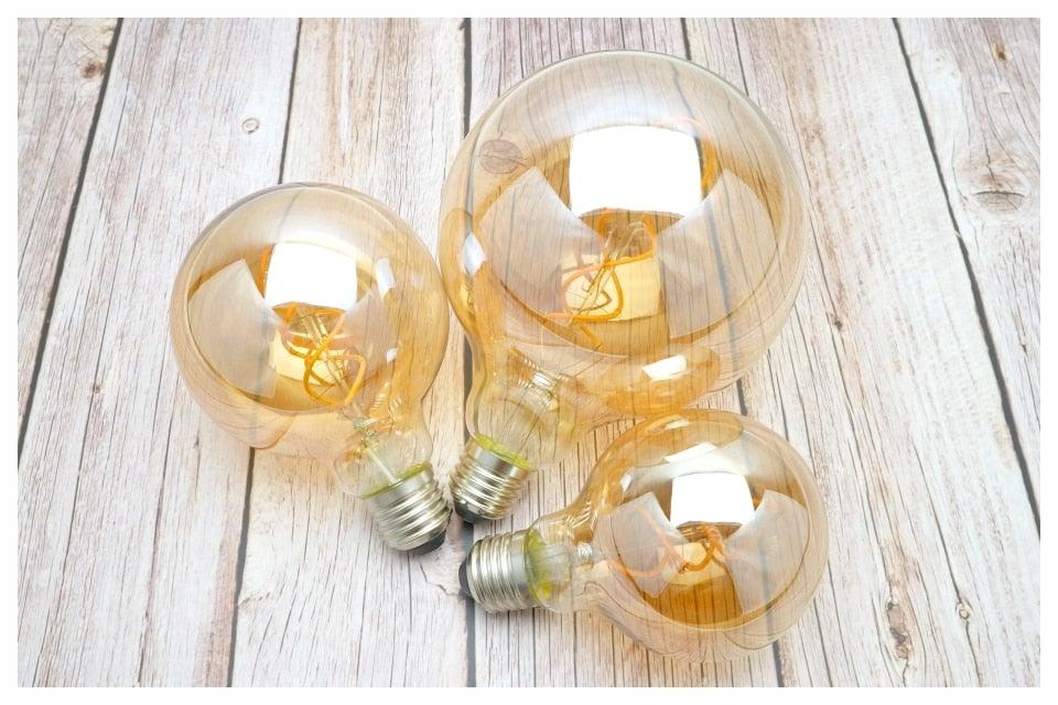 E14 E27 Retro LED Spiral Filament Light Bulb 4W 220V C35 G45 A60 T45 ST64 T185 T225 G80 G95 G125 Vintage Edison Lamp Vintage Filament Light Bulbs Globe Round