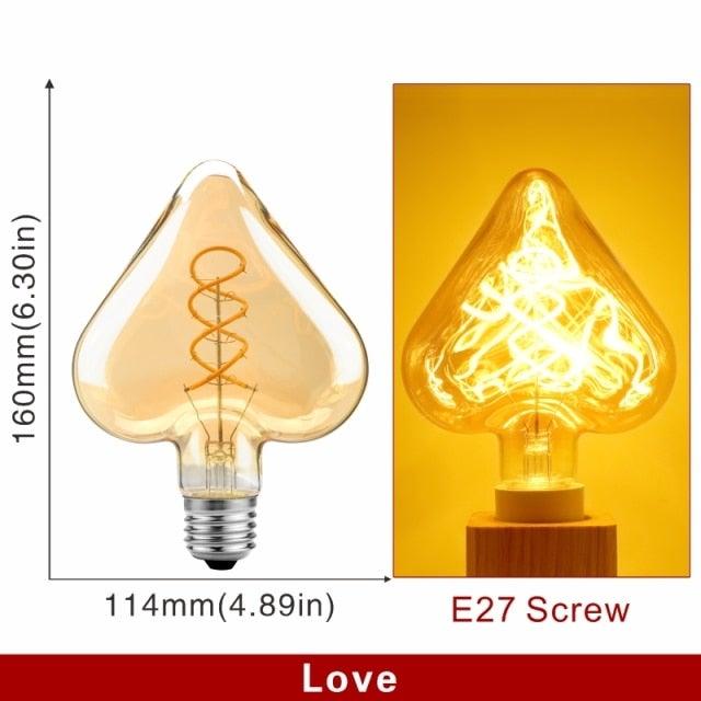 E14 E27 Retro LED Spiral Filament Light Bulb 4W 220V C35 G45 A60 T45 ST64 T185 T225 G80 G95 G125 Vintage Edison Lamp Vintage Filament Light Bulbs Globe Round