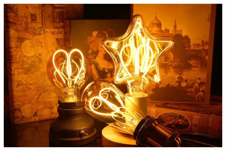 E14 E27 Retro LED Spiral Filament Light Bulb 4W 220V C35 G45 A60 T45 ST64 T185 T225 G80 G95 G125 Vintage Edison Lamp Vintage Filament Light Bulbs Globe Round