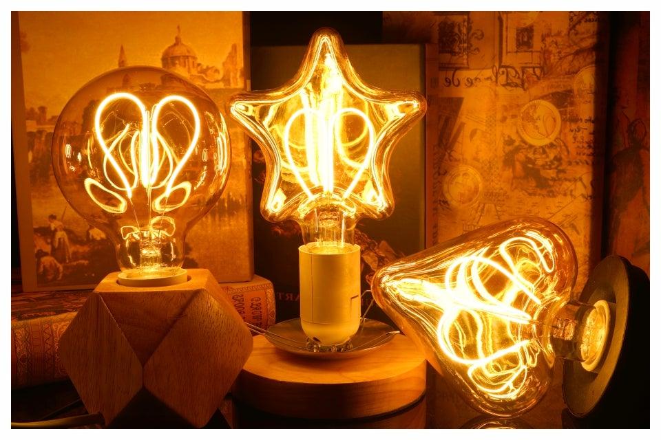 E14 E27 Retro LED Spiral Filament Light Bulb 4W 220V C35 G45 A60 T45 ST64 T185 T225 G80 G95 G125 Vintage Edison Lamp Vintage Filament Light Bulbs Globe Round