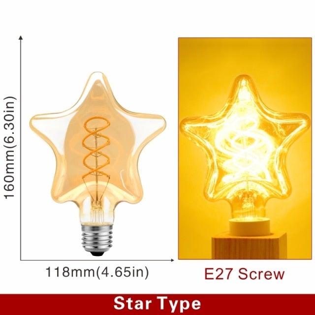E14 E27 Retro LED Spiral Filament Light Bulb 4W 220V C35 G45 A60 T45 ST64 T185 T225 G80 G95 G125 Vintage Edison Lamp Vintage Filament Light Bulbs Globe Round