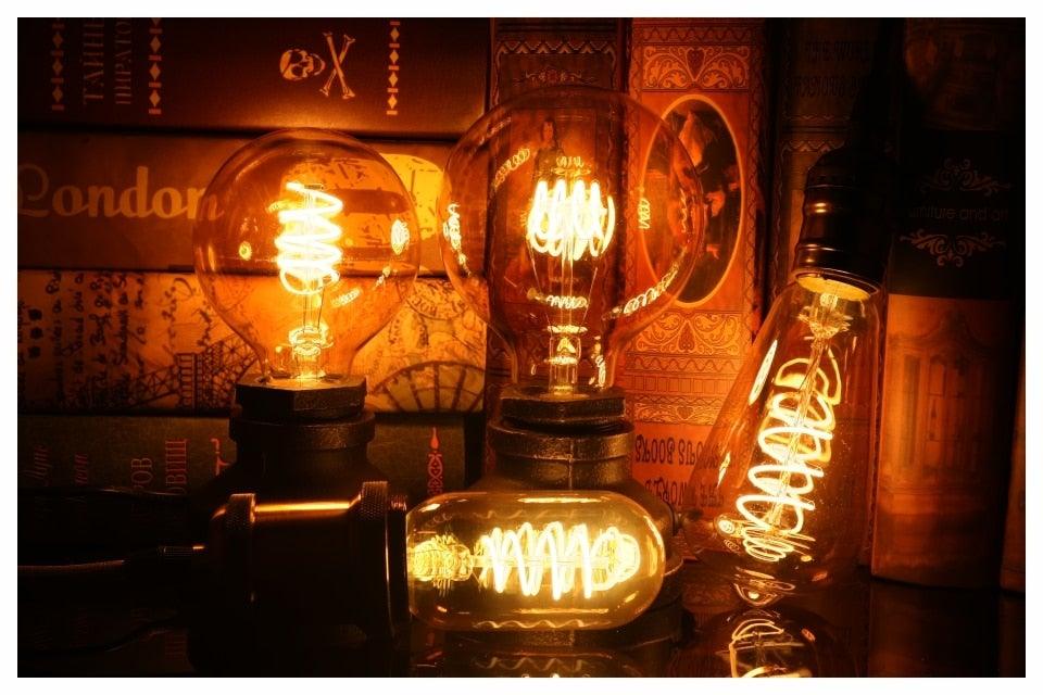 E14 E27 Retro LED Spiral Filament Light Bulb 4W 220V C35 G45 A60 T45 ST64 T185 T225 G80 G95 G125 Vintage Edison Lamp Vintage Filament Light Bulbs Globe Round