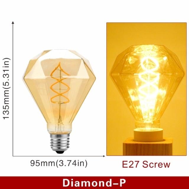 E14 E27 Retro LED Spiral Filament Light Bulb 4W 220V C35 G45 A60 T45 ST64 T185 T225 G80 G95 G125 Vintage Edison Lamp Vintage Filament Light Bulbs Globe Round
