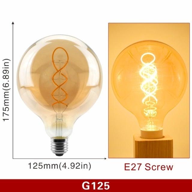 E14 E27 Retro LED Spiral Filament Light Bulb 4W 220V C35 G45 A60 T45 ST64 T185 T225 G80 G95 G125 Vintage Edison Lamp Vintage Filament Light Bulbs Globe Round
