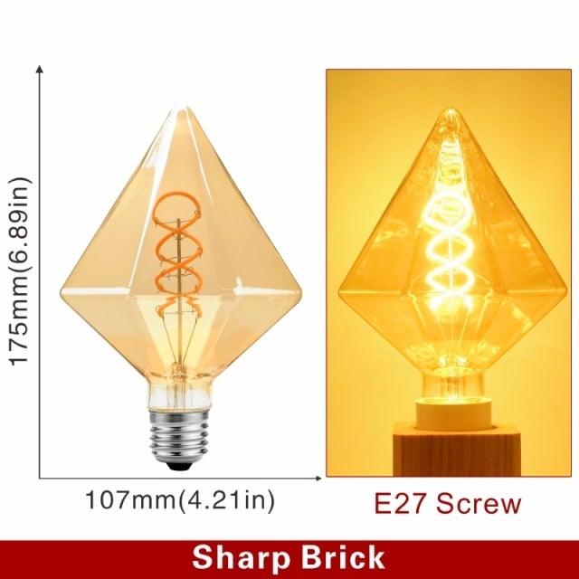 E14 E27 Retro LED Spiral Filament Light Bulb 4W 220V C35 G45 A60 T45 ST64 T185 T225 G80 G95 G125 Vintage Edison Lamp Vintage Filament Light Bulbs Globe Round