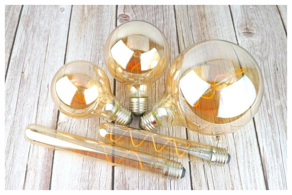 E14 E27 Retro LED Spiral Filament Light Bulb 4W 220V C35 G45 A60 T45 ST64 T185 T225 G80 G95 G125 Vintage Edison Lamp Vintage Filament Light Bulbs Globe Round
