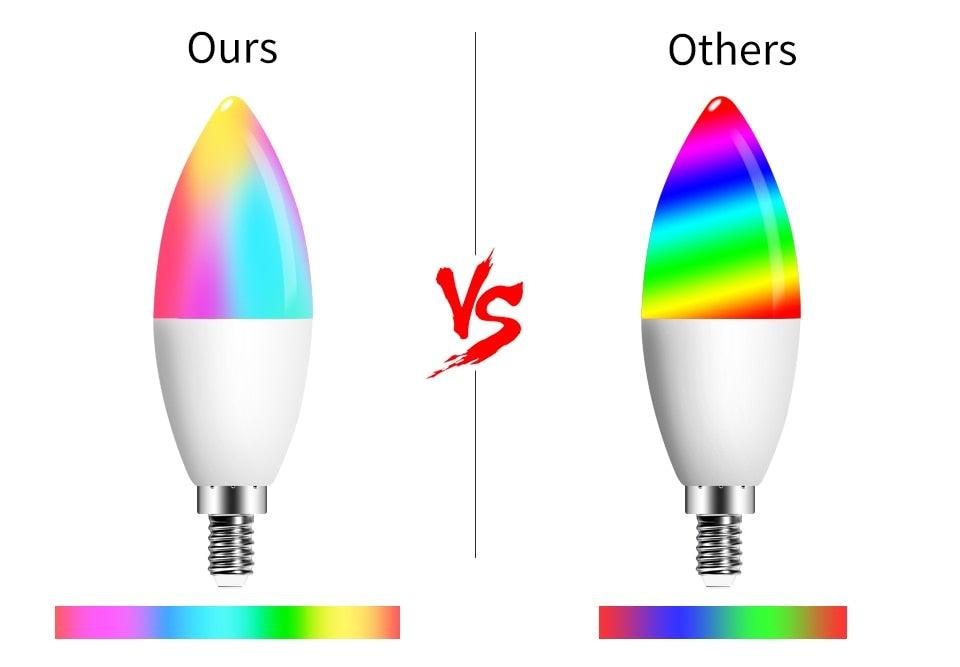 E14 LED Bulb Candle Color Indoor Neon Sign Light Bulb RGB Tape With Controller Lighting 220V E12 Dimmable Smart Lamp For Home Smart WiFi Candelabra Light Bulb, C37 Shape RGB+C+W LED Candle Light Bulb, 5W 400LM (2700k-6500k) Candelabra Bulb