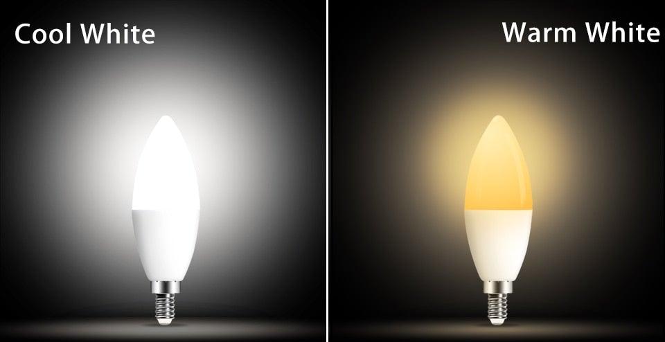 E14 LED Bulb Candle Color Indoor Neon Sign Light Bulb RGB Tape With Controller Lighting 220V E12 Dimmable Smart Lamp For Home Smart WiFi Candelabra Light Bulb, C37 Shape RGB+C+W LED Candle Light Bulb, 5W 400LM (2700k-6500k) Candelabra Bulb
