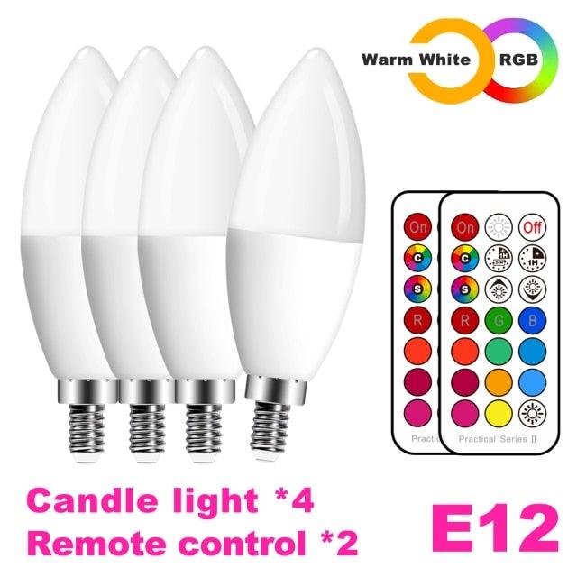 E14 LED Bulb Candle Color Indoor Neon Sign Light Bulb RGB Tape With Controller Lighting 220V E12 Dimmable Smart Lamp For Home Smart WiFi Candelabra Light Bulb, C37 Shape RGB+C+W LED Candle Light Bulb, 5W 400LM (2700k-6500k) Candelabra Bulb