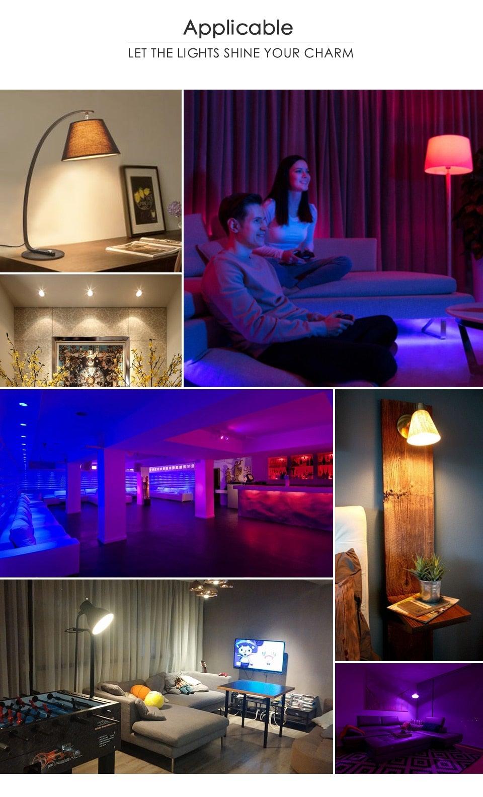 E14 LED Bulb Candle Color Indoor Neon Sign Light Bulb RGB Tape With Controller Lighting 220V E12 Dimmable Smart Lamp For Home Smart WiFi Candelabra Light Bulb, C37 Shape RGB+C+W LED Candle Light Bulb, 5W 400LM (2700k-6500k) Candelabra Bulb