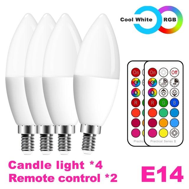 E14 LED Bulb Candle Color Indoor Neon Sign Light Bulb RGB Tape With Controller Lighting 220V E12 Dimmable Smart Lamp For Home Smart WiFi Candelabra Light Bulb, C37 Shape RGB+C+W LED Candle Light Bulb, 5W 400LM (2700k-6500k) Candelabra Bulb