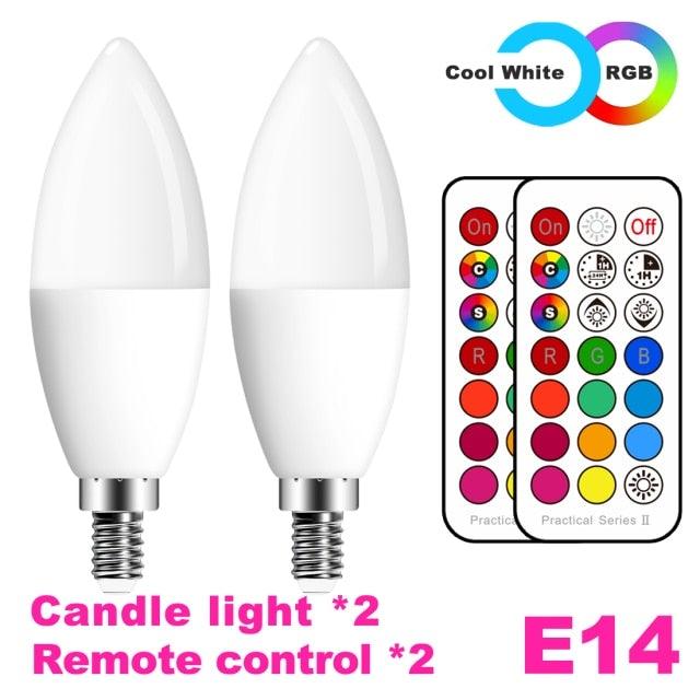 E14 LED Bulb Candle Color Indoor Neon Sign Light Bulb RGB Tape With Controller Lighting 220V E12 Dimmable Smart Lamp For Home Smart WiFi Candelabra Light Bulb, C37 Shape RGB+C+W LED Candle Light Bulb, 5W 400LM (2700k-6500k) Candelabra Bulb