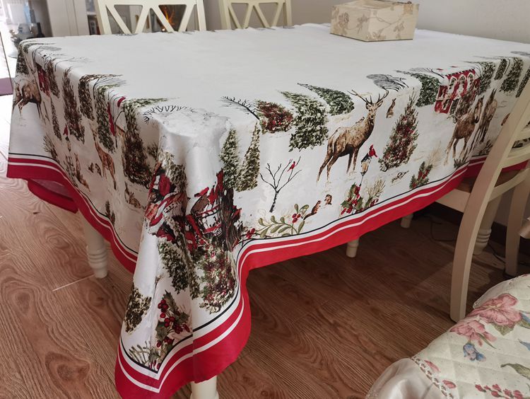 European Pastoral New Year Spring Festival Christmas Deer Round Table Rectangular Table Cloth
