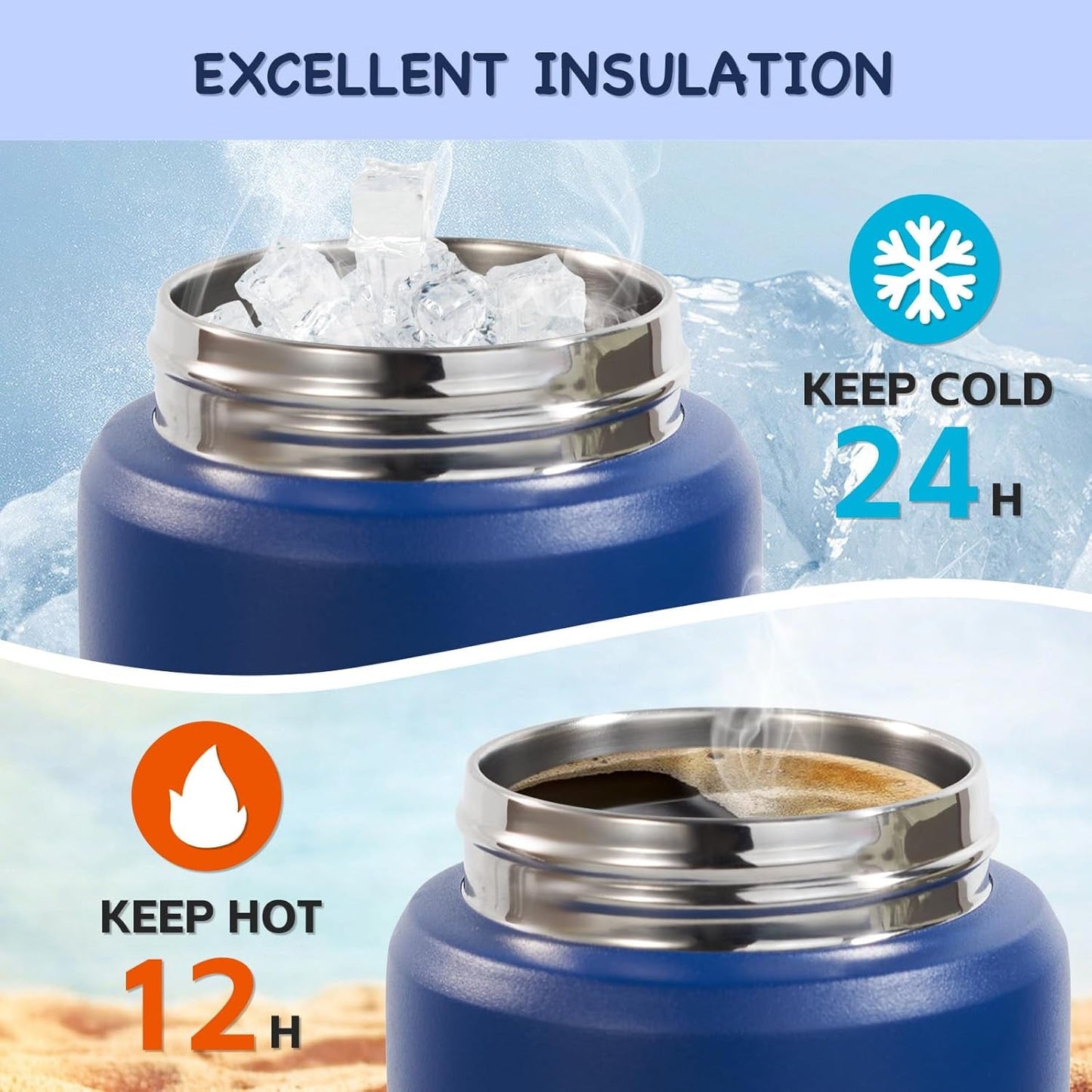 12Oz Kids Water Bottle, Stainless Steel Insulated Water Bottle for Kids, Toddler Cup with Straws Leak-Proof, Kids Water Bottles for School Boys Girls, BPA Free, Blue