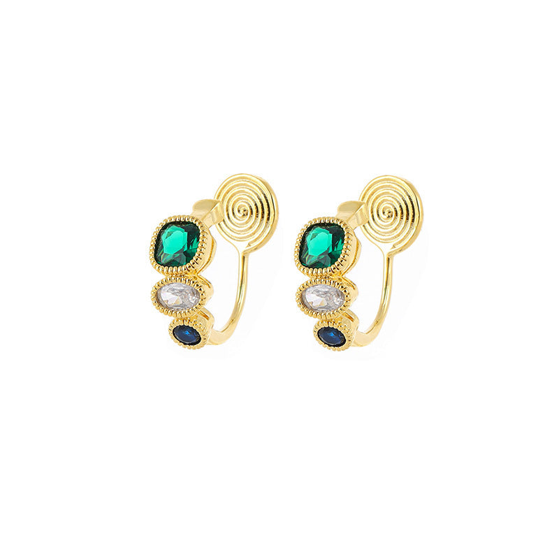 French Contrast Emerald Zircon Earrings