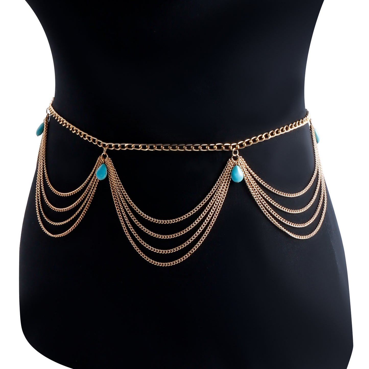 Classic Retro Turquoise Waist Belly Chain For Women Summer Beach Sexy Simple Body Chain Jewelry Accessories Gift