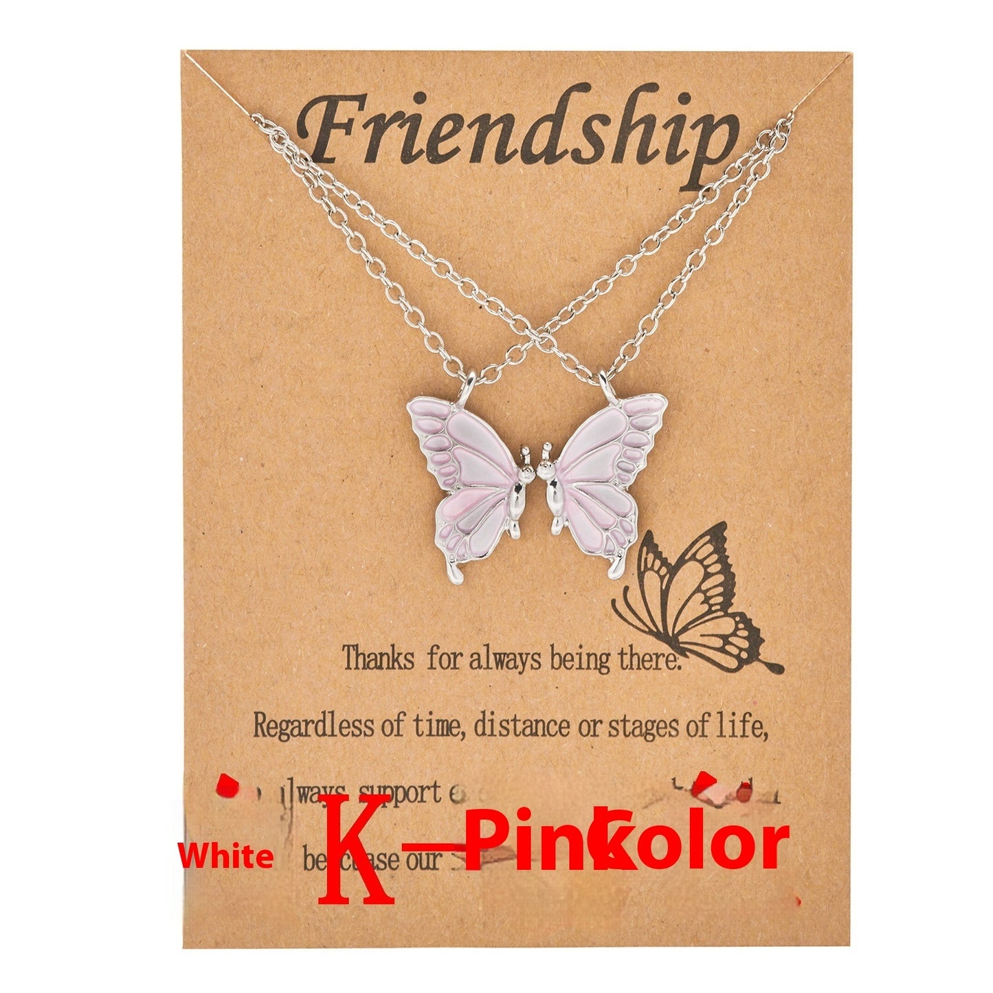 Friendship Paper Card Necklace Creative Butterfly Commemorative Necklace