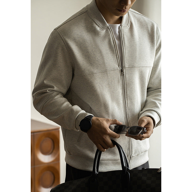 Heavy Japanese Cotton Baseball Collar Loose Zip Coat