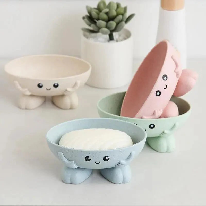 Eco-friendly 1Pcs Soap Box Non-slip Soap Dish Bathroom Supplies Soap Holder Cartoon Shape Soap Holder Cute Soap Dish for Kids Children Creative Lovely Bar Soap Tray Counter for Shower Bathroom Kitchen Countertop