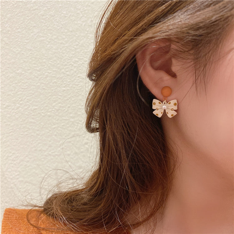 Winter Female Bowknot Earrings Delicate Temperament