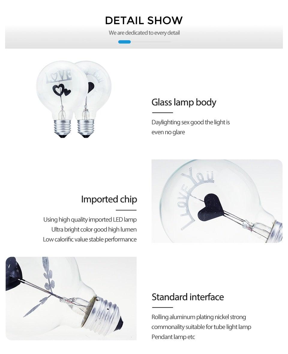 Edison Bulb Indoor Night Light Rose  Flower  Holiday Christmas Wedding Decor Bulbs High Brightness Daylight White Antique LED Filament Bulbs For Home Decor Party