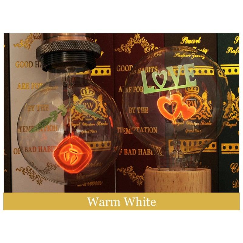 Edison Bulb Indoor Night Light Rose  Flower  Holiday Christmas Wedding Decor Bulbs High Brightness Daylight White Antique LED Filament Bulbs For Home Decor Party