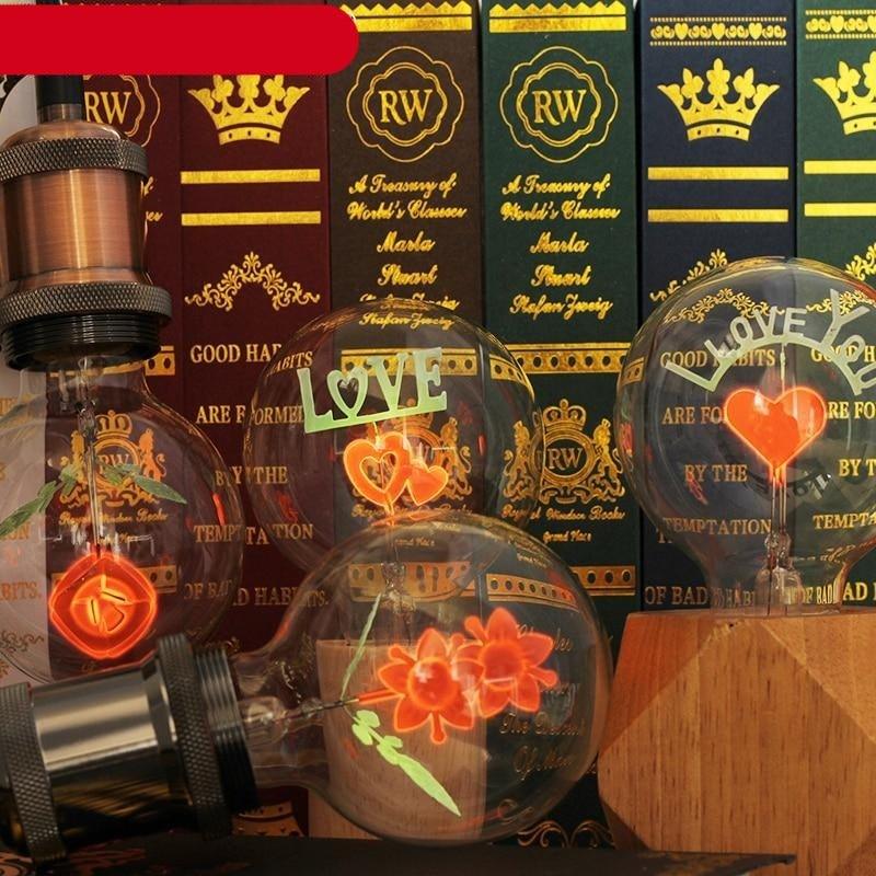 Edison Bulb Indoor Night Light Rose  Flower  Holiday Christmas Wedding Decor Bulbs High Brightness Daylight White Antique LED Filament Bulbs For Home Decor Party
